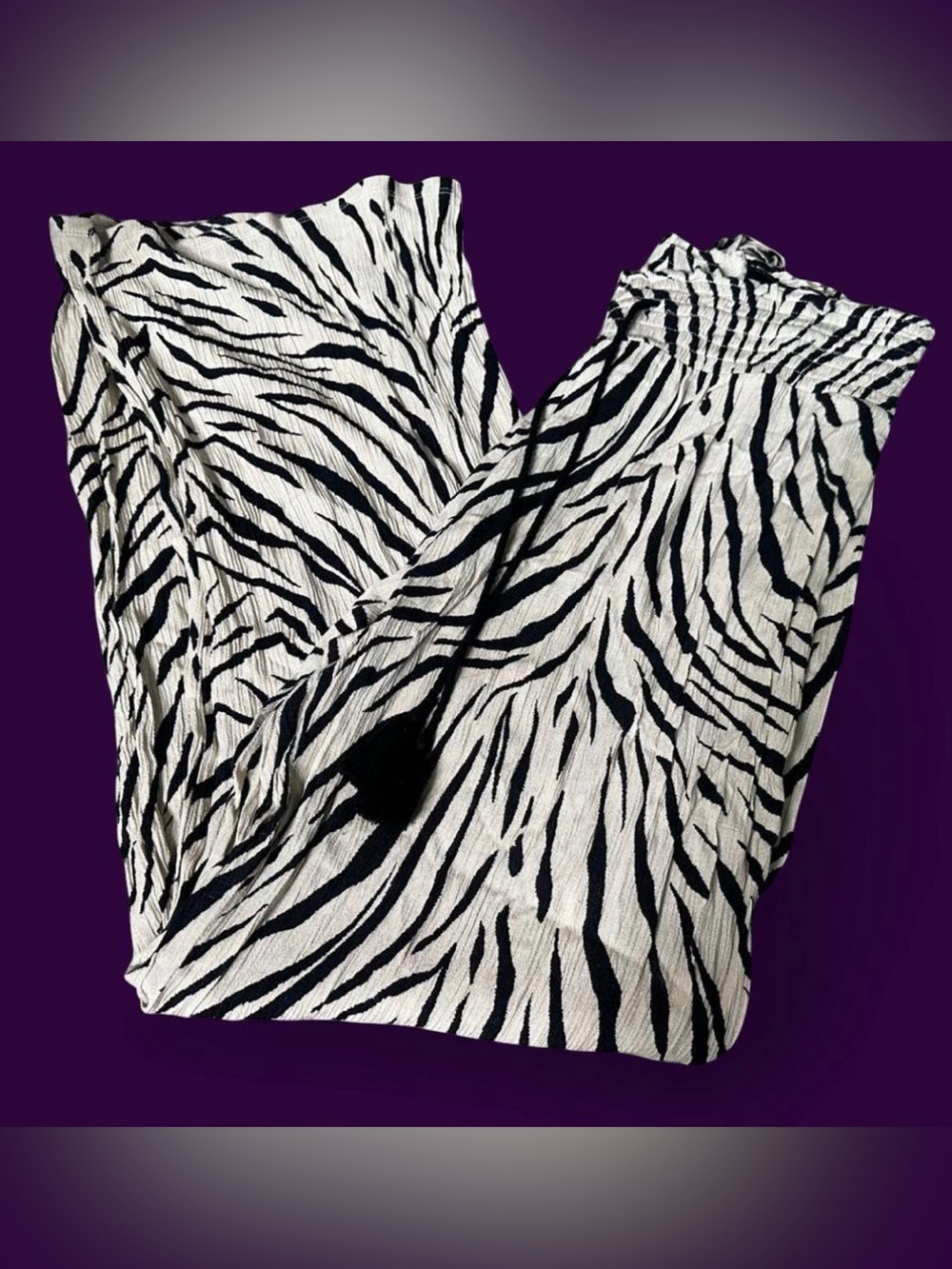 INC International Concepts Black & White Zebra-Pattern Wide-Leg Pants